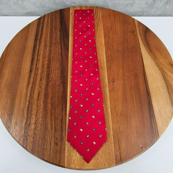 Yves Saint Laurent YSL Tie Red Blue Mini Paisley Print 100% Silk USA Made Gift - Picture 6 of 12